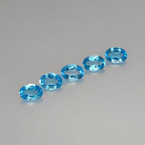 캐럿 천연 스위스 블루 토파즈 보석, 타원형 컷, 7×5 mm, VVS