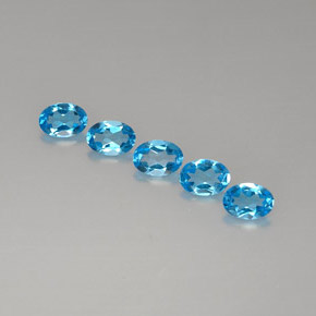 캐럿 천연 스위스 블루 토파즈 보석, 타원형 컷, 7×5 mm, VVS