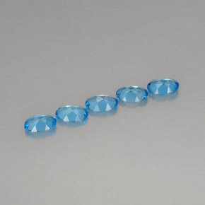 캐럿 천연 스위스 블루 토파즈 보석, 타원형 컷, 7×5 mm, VVS