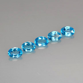 캐럿 천연 스위스 블루 토파즈 보석, 타원형 컷, 7×5 mm, VVS