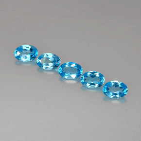캐럿 천연 스위스 블루 토파즈 보석, 타원형 컷, 7×5 mm, VVS