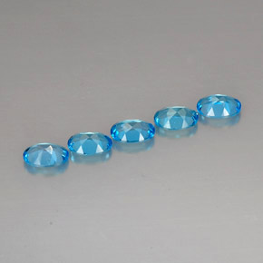 캐럿 천연 스위스 블루 토파즈 보석, 타원형 컷, 7×5 mm, VVS