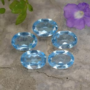 3.82캐럿 천연 스위스 블루 토파즈 보석, 타원형 컷, 7.1×5 mm, VVS