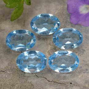 3.82캐럿 천연 스위스 블루 토파즈 보석, 타원형 컷, 7.1×5 mm, VVS