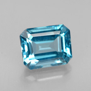 1.94캐럿 천연 런던 블루 토파즈, 에메랄드 컷, 7.5×6 mm, VVS
