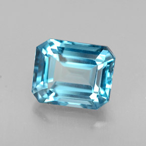 1.94캐럿 천연 런던 블루 토파즈, 에메랄드 컷, 7.5×6 mm, VVS