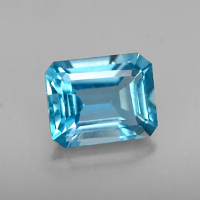 1.69캐럿 천연 런던 블루 토파즈, 에메랄드 컷, 7.5×6 mm, VVS
