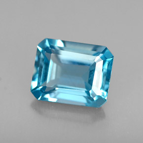 1.69캐럿 천연 런던 블루 토파즈, 에메랄드 컷, 7.5×6 mm, VVS