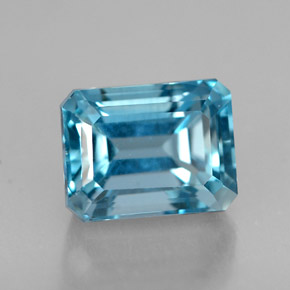 2.62캐럿 천연 스위스 블루 토파즈, 에메랄드 컷, 7.9×6 mm, VVS