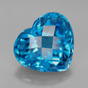 8.01캐럿 천연 스위스 블루 토파즈, 하트 모양, 13×11.7 mm, VVS