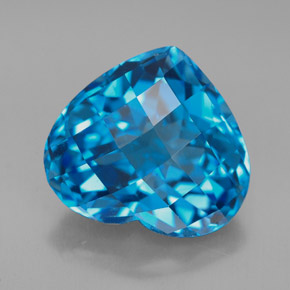8.01캐럿 천연 스위스 블루 토파즈, 하트 모양, 13×11.7 mm, VVS