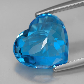 8.01캐럿 천연 스위스 블루 토파즈, 하트 모양, 13×11.7 mm, VVS