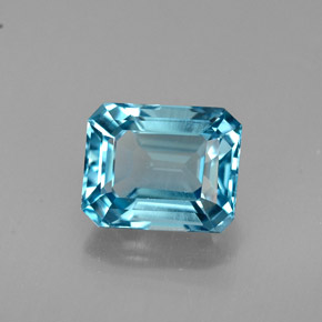 2.01캐럿 천연 런던 블루 토파즈, 에메랄드 컷, 7.4×6 mm, VVS