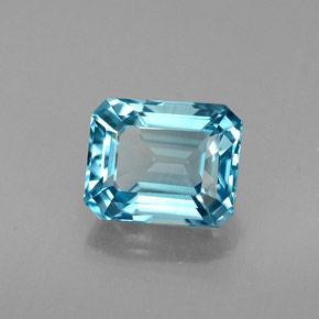 2.01캐럿 천연 런던 블루 토파즈, 에메랄드 컷, 7.4×6 mm, VVS
