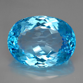 165.50캐럿 천연 스위스 블루 토파즈, 타원형 컷, 37.7×28.6 mm, IF