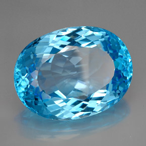 165.50캐럿 천연 스위스 블루 토파즈, 타원형 컷, 37.7×28.6 mm, IF