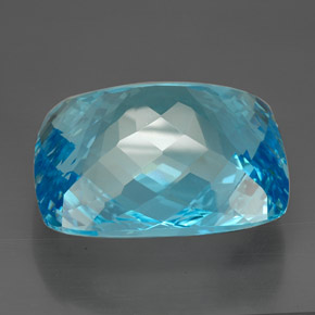 206.00캐럿 천연 스위스 블루 토파즈, 쿠션 컷, 36.5×31 mm, IF