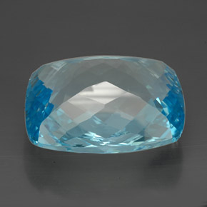 185.00캐럿 천연 스위스 블루 토파즈, 쿠션 컷, 35.4×30.3 mm, IF