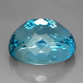 164.50캐럿 천연 스위스 블루 토파즈, 타원형 컷, 34.5×27.6 mm, VVS