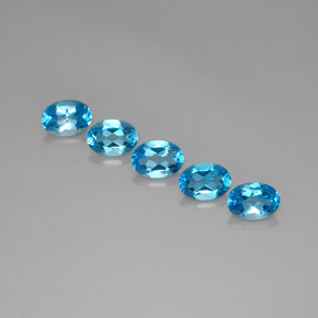 캐럿 천연 스위스 블루 토파즈 보석, 타원형 컷, 7.1×5.1 mm, VVS-VS