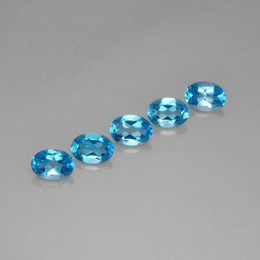 캐럿 천연 스위스 블루 토파즈 보석, 타원형 컷, 7.1×5.1 mm, VVS-VS