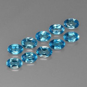 캐럿 천연 스위스 블루 토파즈 보석, 타원형 컷, 6.2×4.4 mm, VVS-VS