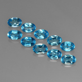 캐럿 천연 스위스 블루 토파즈 보석, 타원형 컷, 6.2×4.4 mm, VVS-VS
