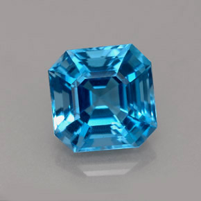 5.30캐럿 천연 런던 블루 토파즈, 에메랄드 컷, 9.5×9.5 mm, VVS-VS
