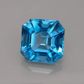 5.30캐럿 천연 런던 블루 토파즈, 에메랄드 컷, 9.5×9.5 mm, VVS-VS
