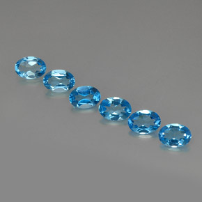 캐럿 천연 스위스 블루 토파즈 보석, 타원형 컷, 6.9×4.9 mm, VVS-VS