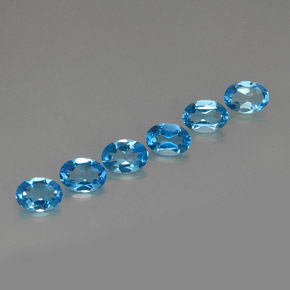 캐럿 천연 스위스 블루 토파즈 보석, 타원형 컷, 6.9×4.9 mm, VVS-VS