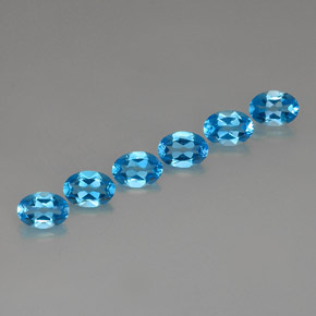 캐럿 천연 스위스 블루 토파즈 보석, 타원형 컷, 7.1×5.1 mm, VVS-VS
