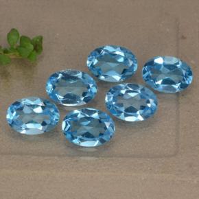 5.19캐럿 천연 스위스 블루 토파즈 보석, 타원형 컷, 7.1×5.1 mm, VVS-VS