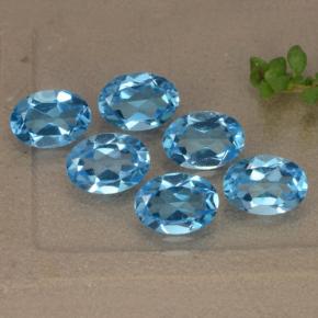 5.19캐럿 천연 스위스 블루 토파즈 보석, 타원형 컷, 7.1×5.1 mm, VVS-VS