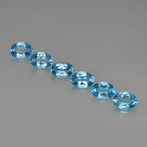 캐럿 천연 스위스 블루 토파즈 보석, 타원형 컷, 7×5 mm, VVS-VS