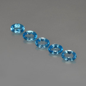 캐럿 천연 스위스 블루 토파즈 보석, 타원형 컷, 7.1×5.1 mm, VVS-VS