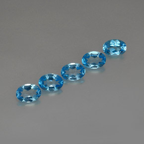 캐럿 천연 스위스 블루 토파즈 보석, 타원형 컷, 7.1×5.1 mm, VVS-VS