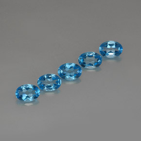캐럿 천연 스위스 블루 토파즈 보석, 타원형 컷, 7×5 mm, VVS-VS