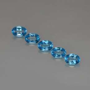 캐럿 천연 스위스 블루 토파즈 보석, 타원형 컷, 7×5 mm, VVS-VS