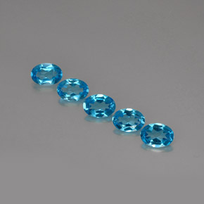 캐럿 천연 스위스 블루 토파즈 보석, 타원형 컷, 7×5 mm, VVS-VS