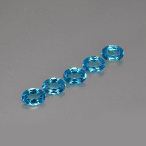 캐럿 천연 스위스 블루 토파즈 보석, 타원형 컷, 7×5 mm, VVS-VS
