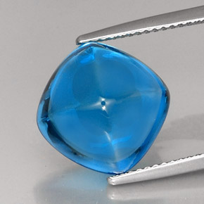 12.96캐럿 천연 스위스 블루 토파즈, 쿠션 컷, 12.1×12.1 mm, 투명한
