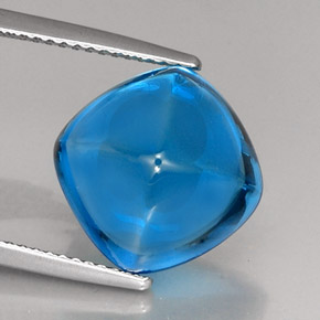 12.96캐럿 천연 스위스 블루 토파즈, 쿠션 컷, 12.1×12.1 mm, 투명한