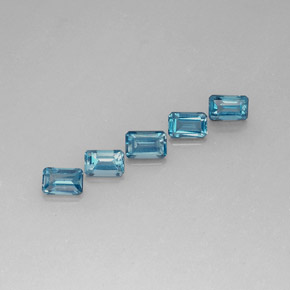 캐럿 천연 런던 블루 토파즈 보석, 에메랄드 컷, 5.9×4 mm, VVS-VS