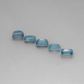 캐럿 천연 런던 블루 토파즈 보석, 에메랄드 컷, 5.9×4 mm, VVS-VS