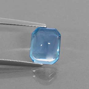 3.46캐럿 천연 스위스 블루 토파즈, 에메랄드 컷, 9.1×7.4 mm, 투명한
