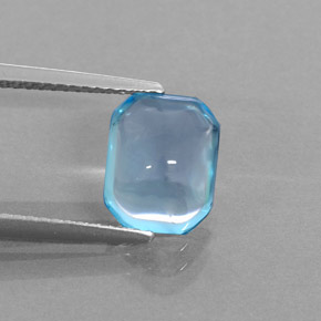 3.43캐럿 천연 스위스 블루 토파즈, 에메랄드 컷, 9.7×7.6 mm, 투명한
