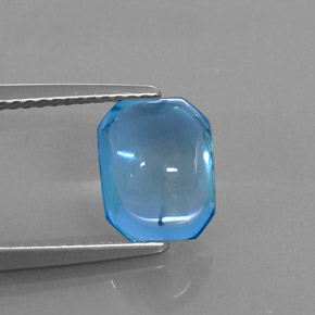 3.19캐럿 천연 스위스 블루 토파즈, 에메랄드 컷, 9.1×7.1 mm, 투명한