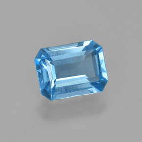 1.56캐럿 천연 스위스 블루 토파즈, 에메랄드 컷, 7.9×6 mm, VS
