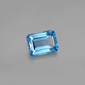 2.06캐럿 천연 스위스 블루 토파즈, 에메랄드 컷, 8×6.1 mm, VS